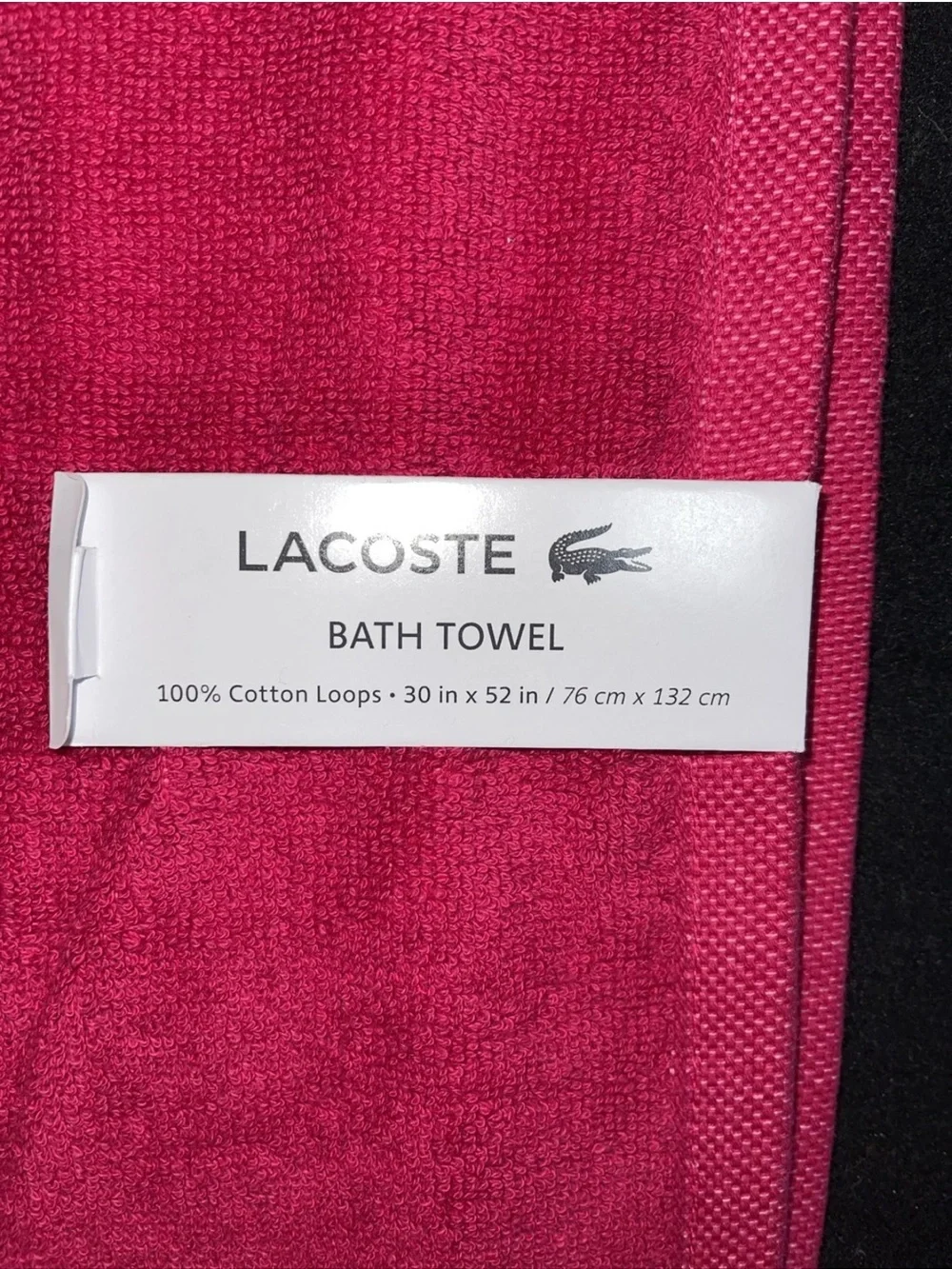 Lacoste 2 Pack Bath Towel Cotton Loops Colorblocked Magenta Pink 30x52” OEKO-TEX